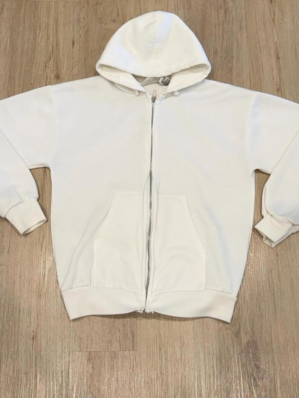 Vintage 70s Full Zip Hoodie Men’s Medium White Faded Distressed Mcgregor 20x24